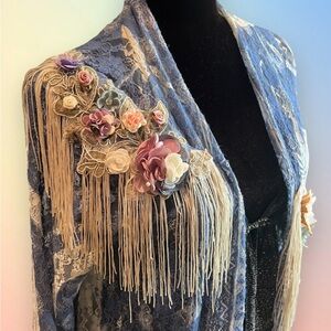 Artisan Handmade Embroidered Women’s Lace Cardigan Jacket Cover-Up - S/M